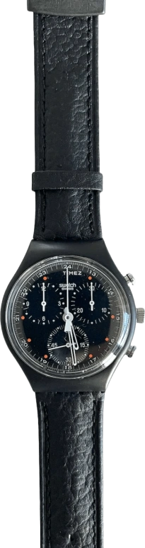 Swatch,Other 37mm,37mm,Plastic,Black,Quartz,Chronograph,Sapphire,Crystal Glass,SCB106