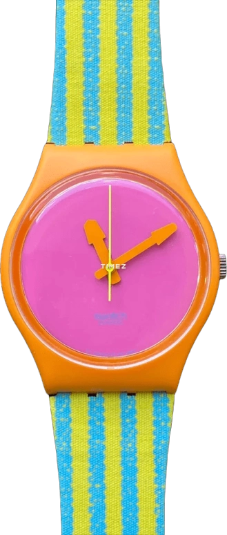Swatch,Other 34mm,34mm,Plastic,Pink,Quartz,Sapphire,Crystal Glass,Oval,GO100