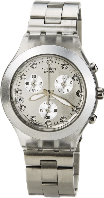 Swatch,CLASSIC 42mm,42mm,Plastic,Silver,Quartz,Chronograph,Day,SVCK4038G