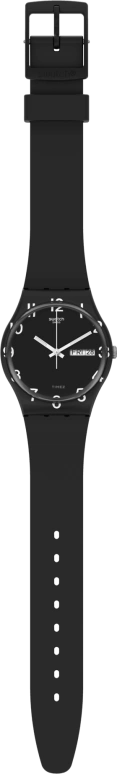 Swatch,Originals 39.20mm,39.20mm,Plastic,Black,Sapphire,Crystal Glass,Closed,GB757