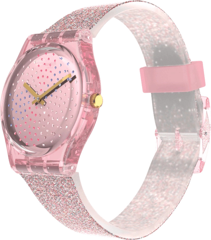 Swatch,Originals 34mm,34mm,Plastic,Pink,Sapphire,Crystal Glass,GP168