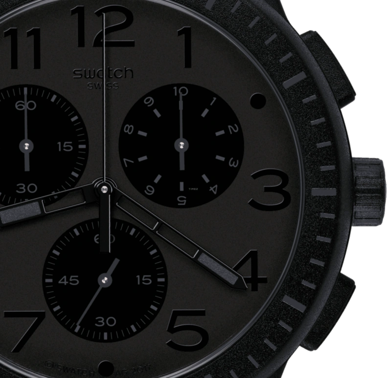 Swatch,MEN'S 42mm,42mm,Plastic,Black,SUSB104
