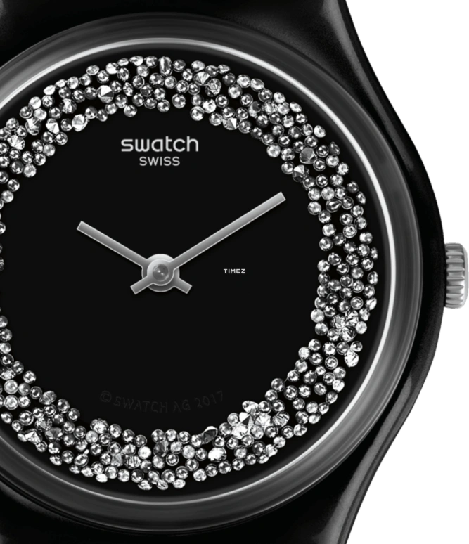 Swatch,Originals 34mm,34mm,Plastic,Black,Quartz,Sapphire,Crystal Glass,Tonneau,GB312