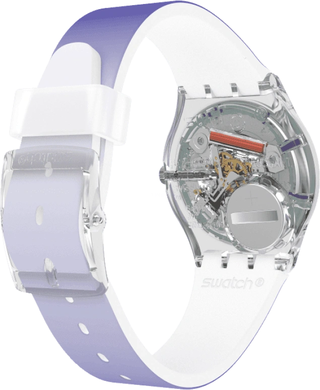 Swatch,Originals 34mm,34mm,Plastic,Purple,Green,Sapphire,Crystal Glass,GE718
