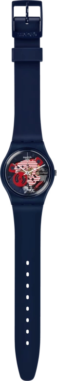 Swatch,Other 34mm,34mm,Plastic,Blue,Red,Quartz,Tonneau,Blue,GN239