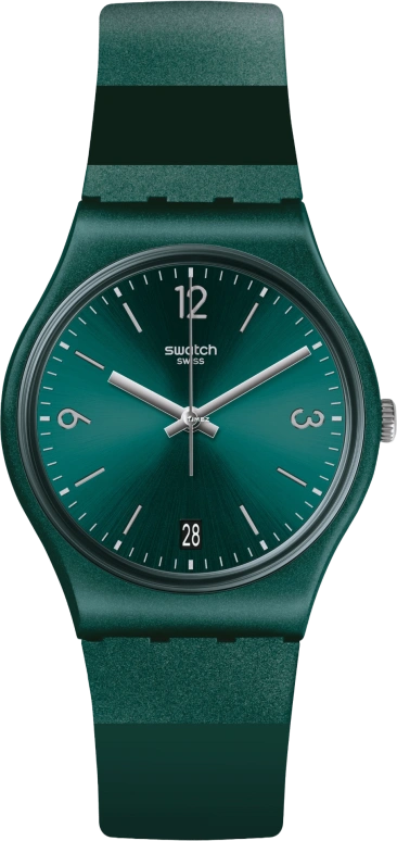 Swatch,Originals 34mm,34mm,Plastic,Green,Quartz,Day,Round,GG408