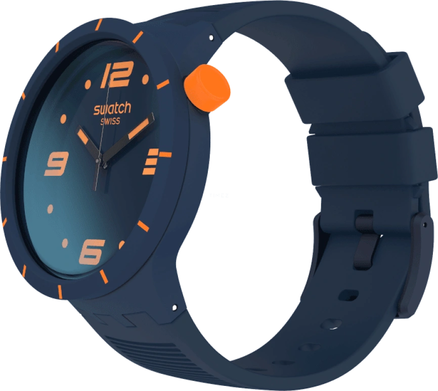 Swatch,THE BOLD 47mm,47mm,Plastic,Blue,Closed,SO27N110