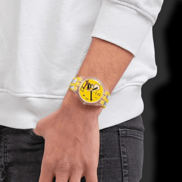 Swatch,Other 41mm,41mm,Bio-sourced,Yellow,Quartz,Sapphire,Crystal Glass,Round,SO29Z101
