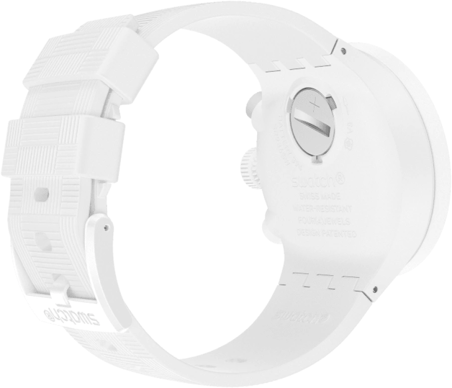 Swatch,THE BOLD 47mm,47mm,Plastic,White,Sapphire,Crystal Glass,SB02W400