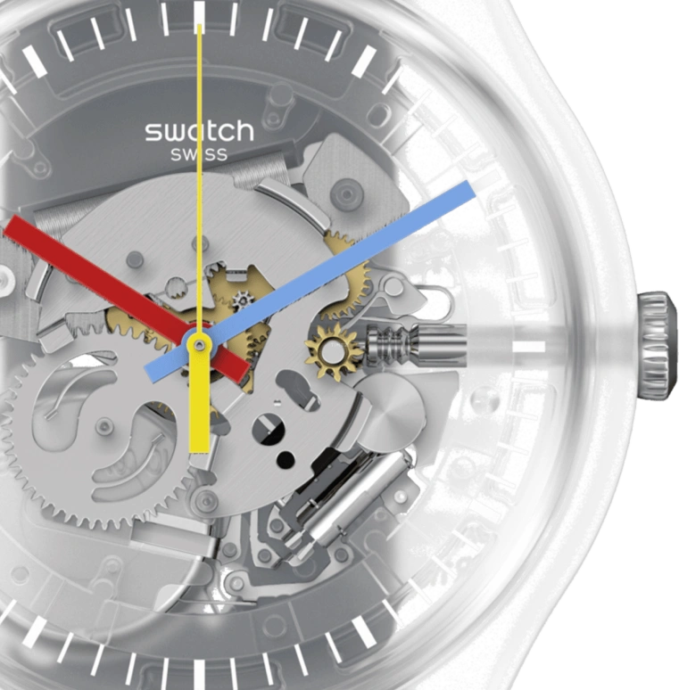 Swatch,Originals 41mm,41mm,Plastic,Skeleton,Quartz,Round,Transparent,SUOK157