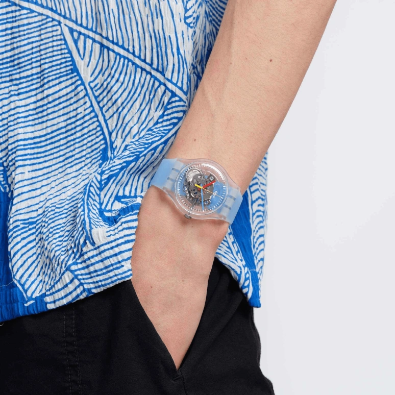 Swatch,Originals 41mm,41mm,Plastic,Skeleton,Quartz,Round,Transparent,SUOK156