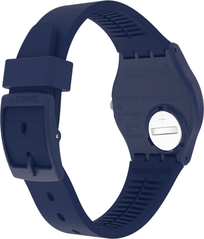 Swatch,Originals 39.20mm,39.20mm,Plastic,Blue,Sapphire,Crystal Glass,Closed,GN726