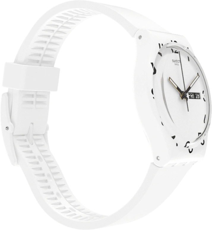 Swatch,Originals 39.20mm,39.20mm,Plastic,White,Sapphire,Crystal Glass,GW716