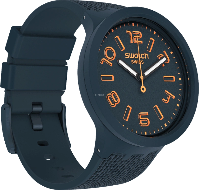 Swatch,THE BOLD 47mm,47mm,Plastic,Blue,Sapphire,Crystal Glass,Closed,SO27N107