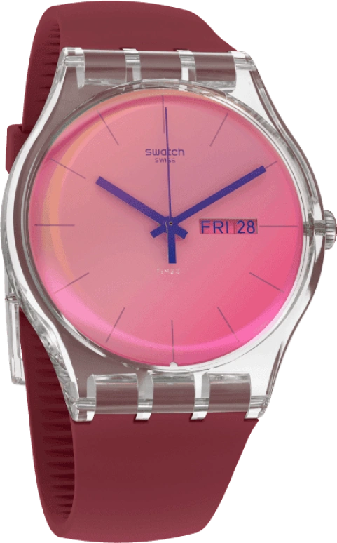 Swatch,Originals 41mm,41mm,Plastic,Pink,Sapphire,Crystal Glass,SUOK717