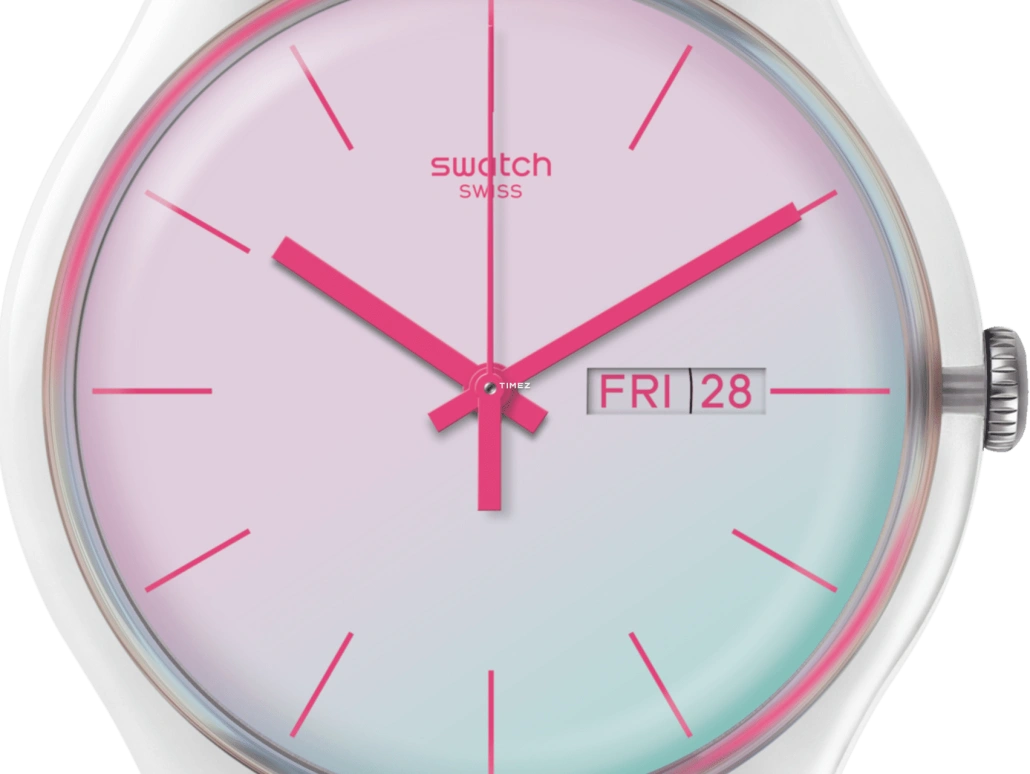 Swatch,Originals 41mm,41mm,Bio-sourced,Pink,Quartz,Date,Round,SO29K704,SO29K704-S14