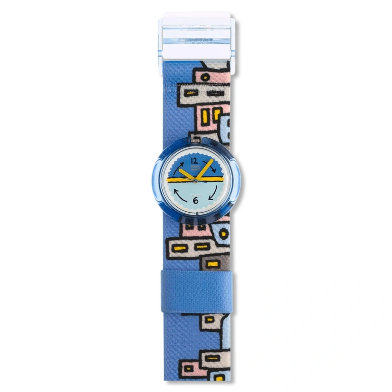 Swatch,Originals 40mm,40mm,Plastic,Blue,White,Quartz,Sapphire,Blue,PMN100