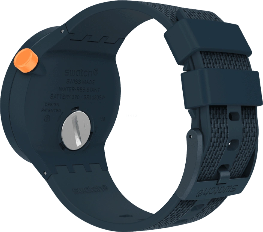 Swatch,THE BOLD 47mm,47mm,Plastic,Blue,Sapphire,Crystal Glass,Closed,SO27N107