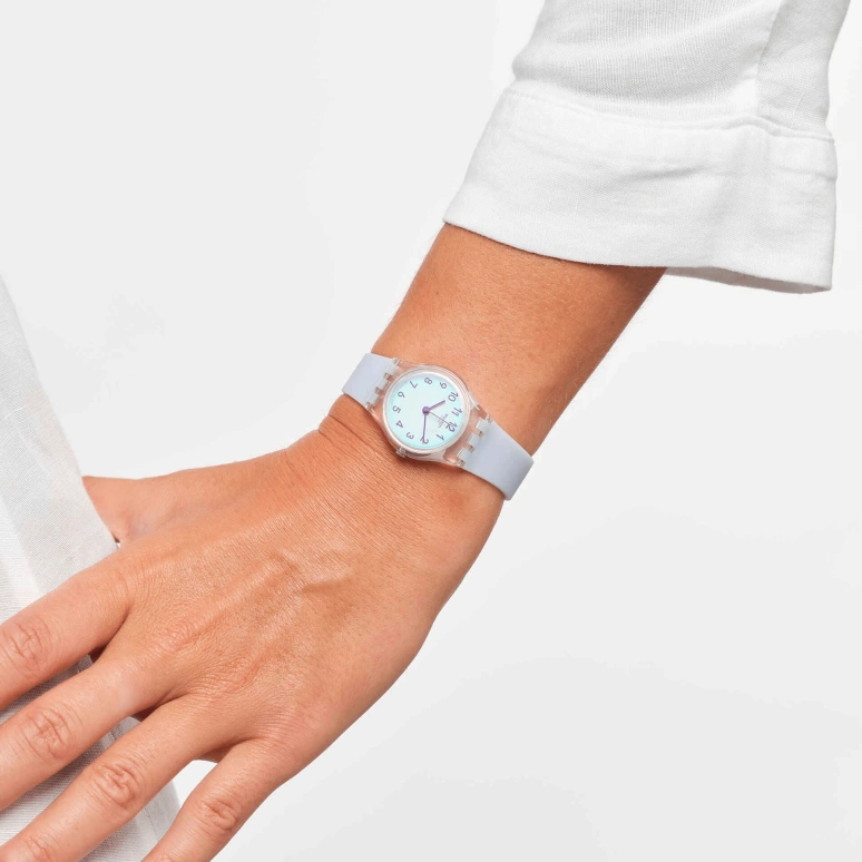 Swatch,Originals 25mm,25mm,Plastic,Blue,Quartz,Round,Transparent,LK396