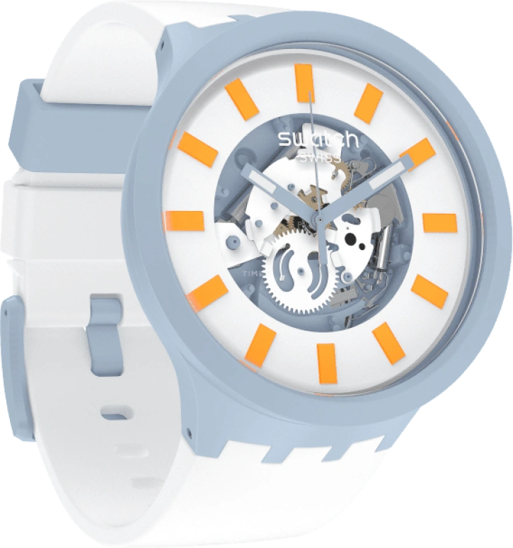 Swatch,THE BOLD 47mm,47mm,Bioceramic,Ceramic,White,SB03N101