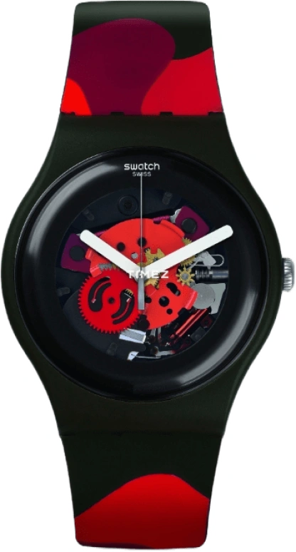 Swatch,Originals 41mm,41mm,Plastic,Black,Quartz,Tonneau,SUOC105