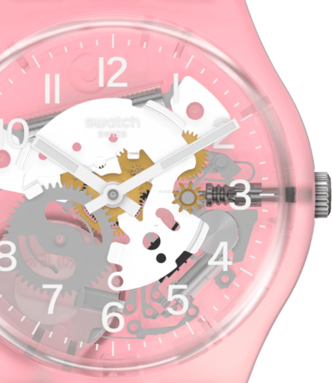 Swatch,Originals 34mm,34mm,Plastic,Transparent,Quartz,Tonneau,Pink,GP173