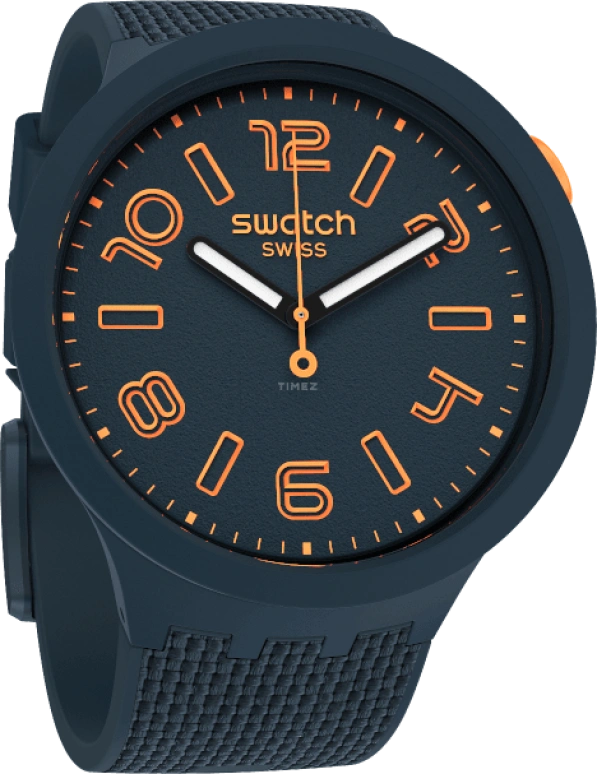 Swatch,THE BOLD 47mm,47mm,Plastic,Blue,Sapphire,Crystal Glass,Closed,SO27N107