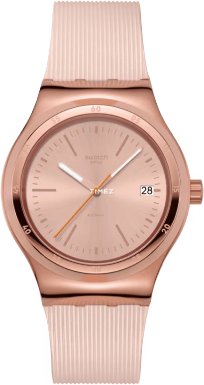 Swatch,IRONY 42mm,42mm,Stainless Steel,Pink,Automatic,Day,90hours,YIG402