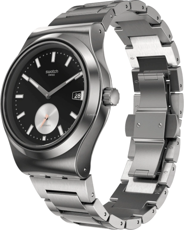 Swatch,IRONY 42mm,42mm,Stainless Steel,Black,Sapphire,Crystal Glass,Open,SY23S406G