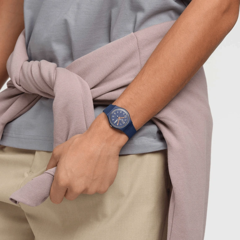 Swatch,Originals 34mm,34mm,Bio-sourced,Blue,Quartz,Date,Day,SO28I700
