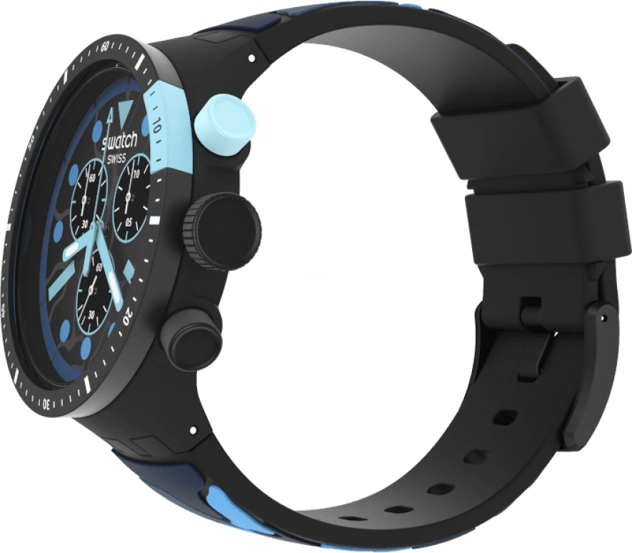 Swatch,THE BOLD 47mm,47mm,Plastic,Black,Sapphire,Crystal Glass,Closed,SB02B408