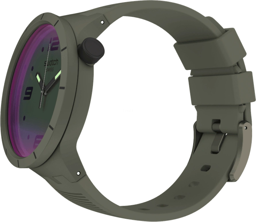 Swatch,THE BOLD 47mm,47mm,Plastic,Green,Sapphire,Crystal Glass,SO27M105