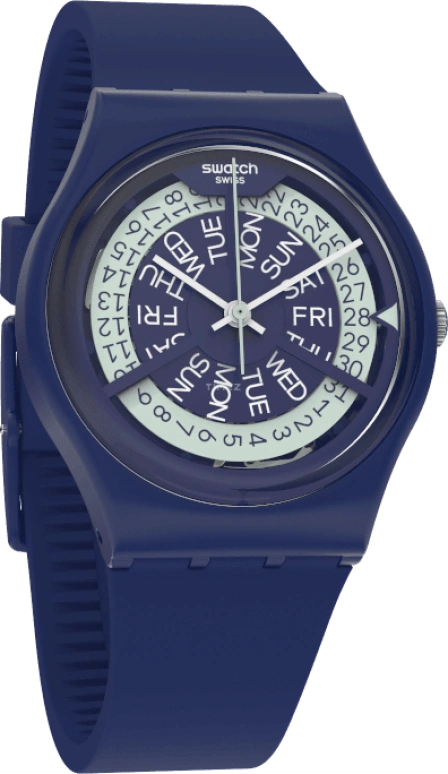 Swatch,Originals 34mm,34mm,Plastic,Blue,Sapphire,Crystal Glass,Closed,GN727