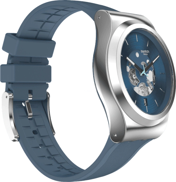 Swatch,IRONY 42mm,42mm,Stainless Steel,Blue,Open,YIS430