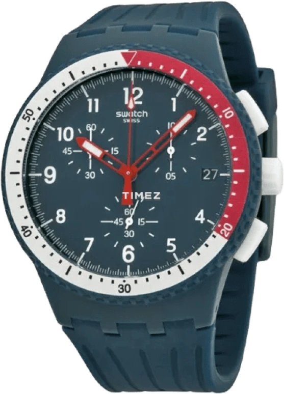 Swatch,Other 42mm,42mm,Plastic,Dark Green,Quartz,Chronograph,Day,SUSN405