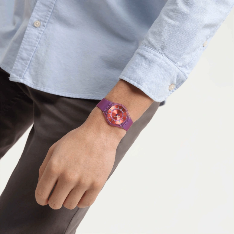 Swatch,SKIN 34mm,34mm,Bio-sourced,Red,Quartz,Round,Purple,SS08V108