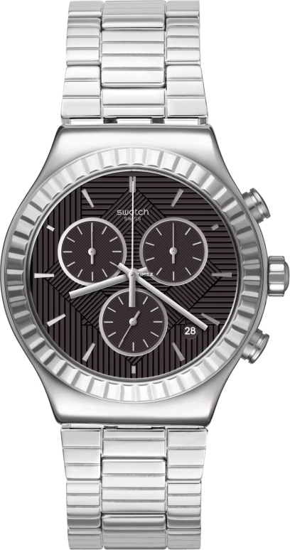 Swatch,Other 43mm,43mm,Stainless Steel,Black,Quartz,Chronograph,Day,YVS471G