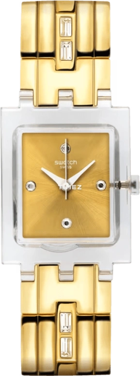 Swatch,CLASSIC 24mm,24mm,Plastic,Gold,Quartz,Rectangular,Transparent,SUBK151G