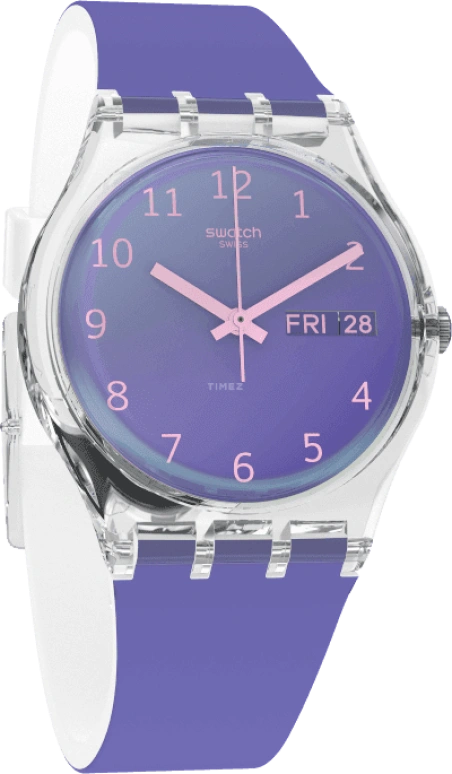 Swatch,Originals 34mm,34mm,Plastic,Purple,Green,Sapphire,Crystal Glass,GE718