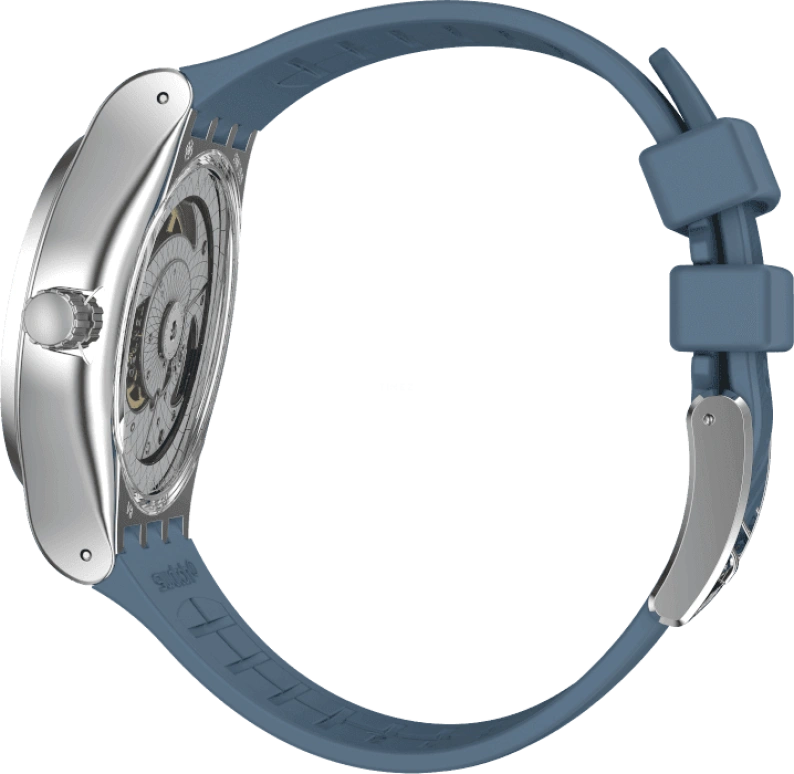 Swatch,IRONY 42mm,42mm,Stainless Steel,Blue,Open,YIS430