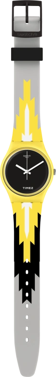 Swatch,Originals 34mm,34mm,Plastic,Black,Quartz,Round,Yellow,GJ140