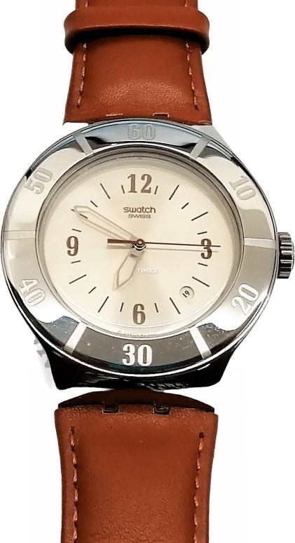 Swatch,Other 42.91mm,42.91mm,Aluminium,Cream,Quartz,Day,Round,YNS413