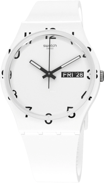 Swatch,Originals 39.20mm,39.20mm,Plastic,White,Sapphire,Crystal Glass,GW716