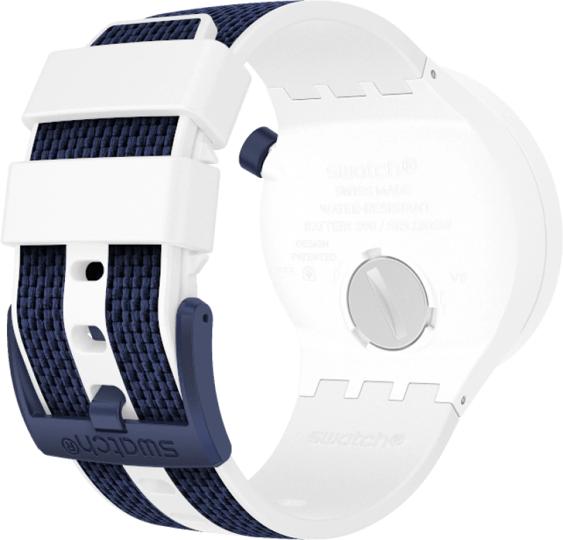 Swatch,THE BOLD 47mm,47mm,Plastic,White,Sapphire,Crystal Glass,Closed,SO27W102
