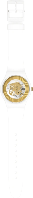 Swatch,Originals 41mm,41mm,Bio-sourced,White,Gold,Skeleton,Quartz,Sapphire,Crystal Glass,Round,SO29W107