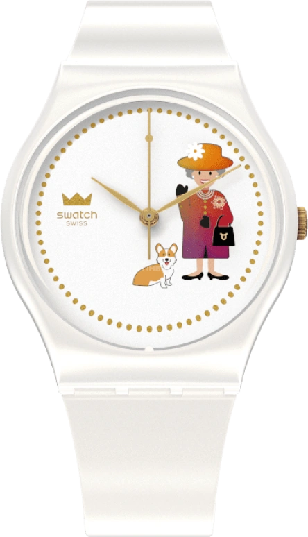 Swatch,Other 34mm,34mm,Plastic,White,Sapphire,Crystal Glass,GZ711