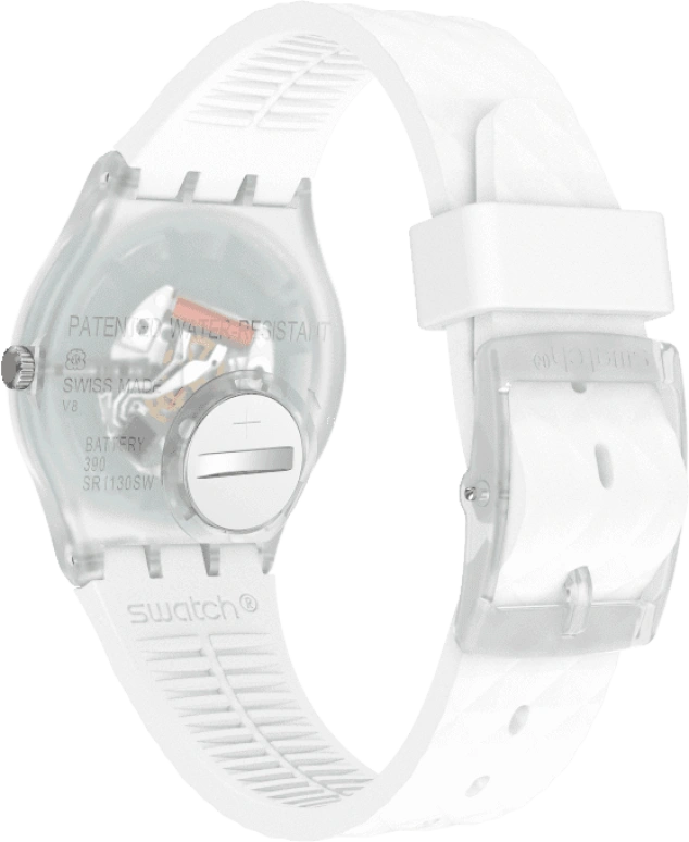 Swatch,Originals 34mm,34mm,Plastic,White,Quartz,Baton,GE286