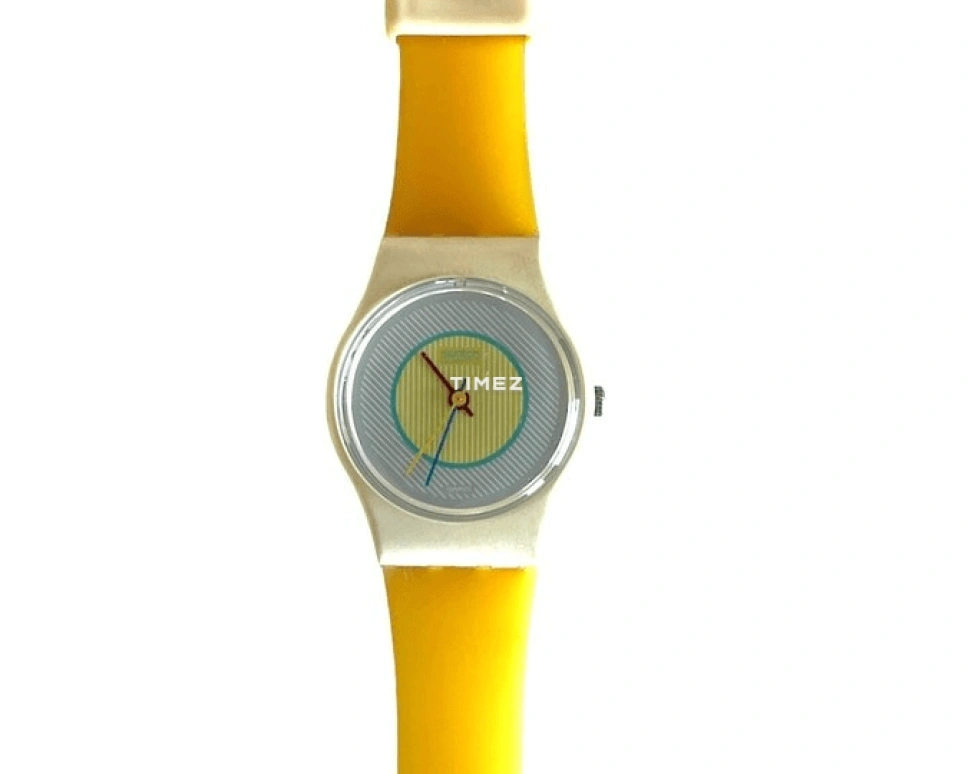 Swatch,Other 25mm,25mm,Plastic,Silver White,Yellow,Quartz,Tonneau,White,LW106