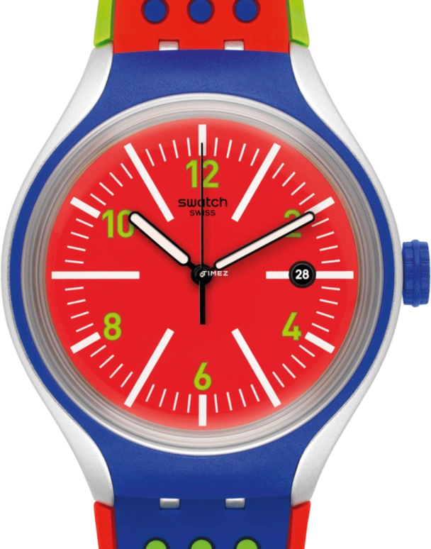 Swatch,IRONY 41mm,41mm,Aluminium,Red,Quartz,Round,Silver,YES4016