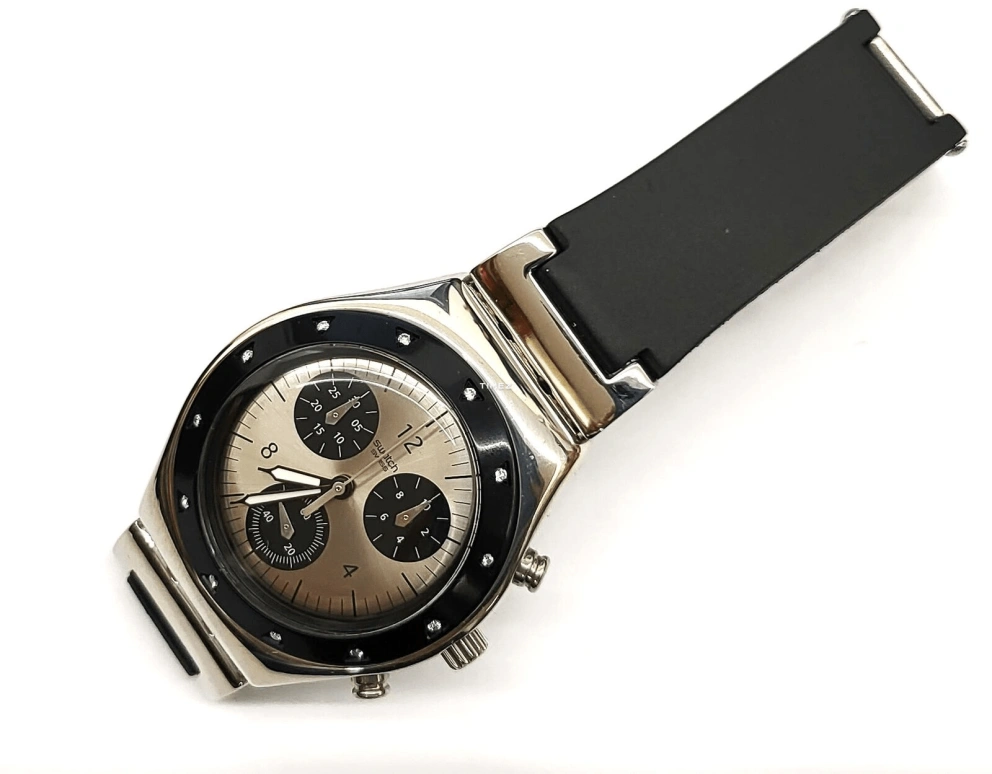 Swatch,Other 44.70mm,44.70mm,Plastic,Beige,Quartz,Chronograph,Sapphire,YMS106P